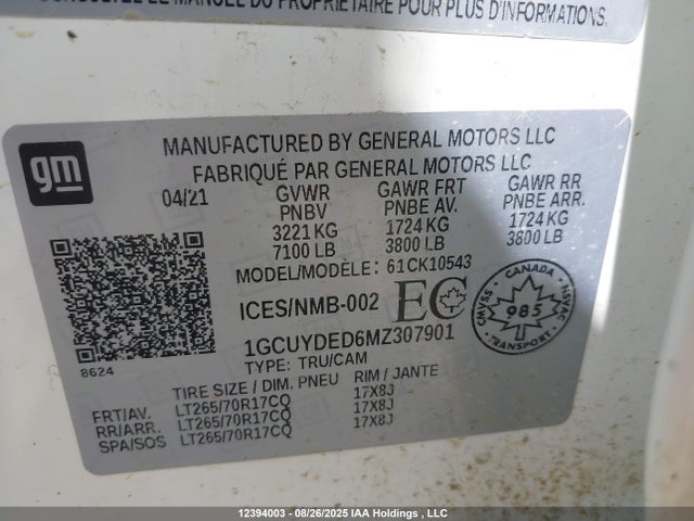 1GCUYDED6MZ307901 Chevrolet l84