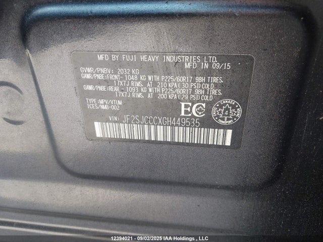 JF2SJCCCXGH449535 Subaru naturally aspirated c0