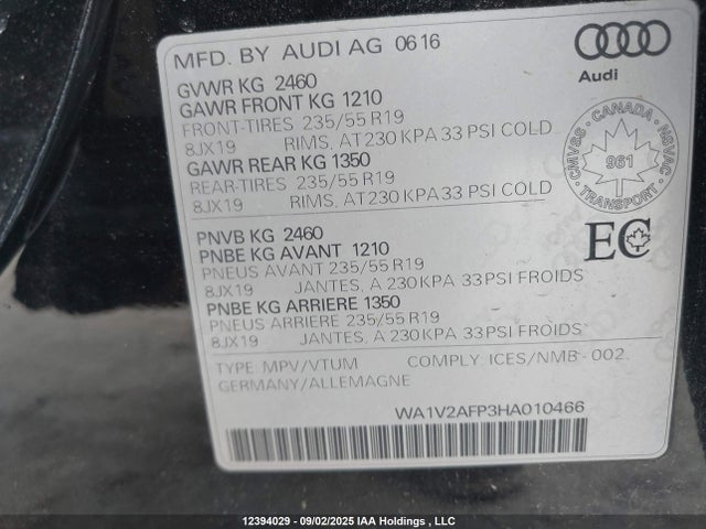 WA1V2AFP3HA010466 Audi 3.0t