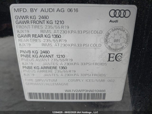 WA1V2AFP3HA010466 Audi 3.0t