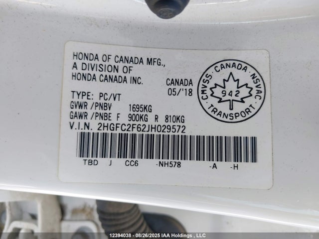 2HGFC2F62JH029572 Honda k20c2