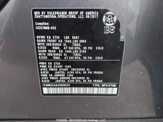 1V2NR2CA6JC530273 Volkswagen fsi