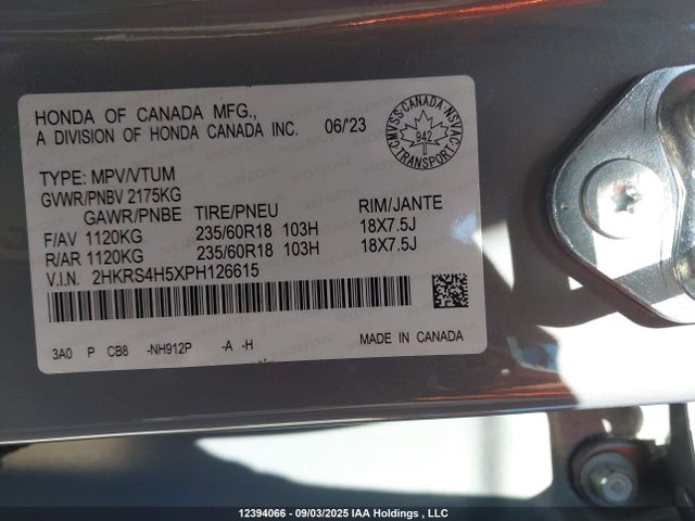 2HKRS4H5XPH126615 Honda l15be