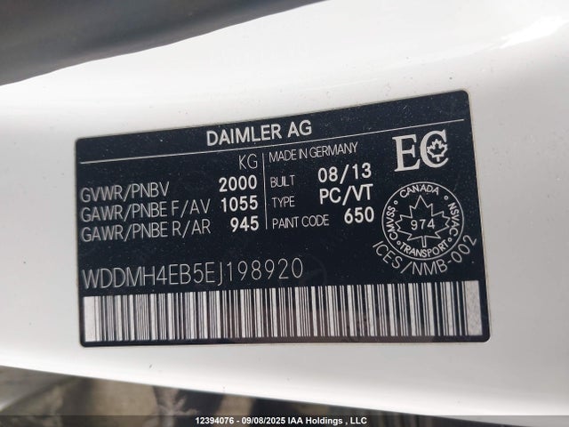 WDDMH4EB5EJ198920 Mercedes-Benz B-Class