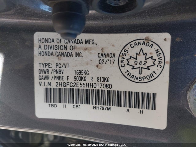 Honda k20c2 2017 2HGFC2E55HH017080 Image 9