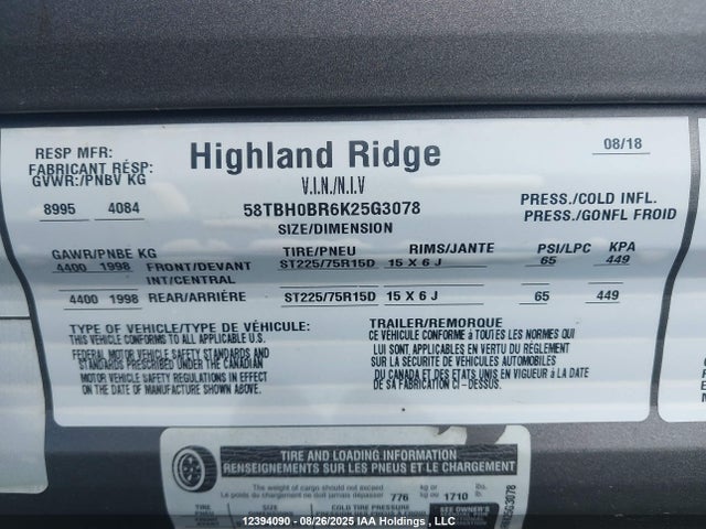 58TBH0BR6K25G3078 Open Range 2019