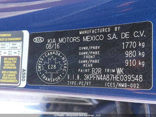 KIA gdi nu 2017 3KPFN4A87HE039548 Image 9