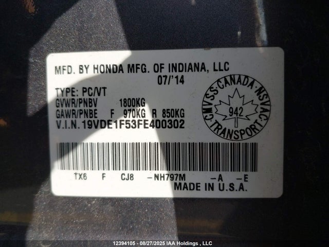 Acura r20a5 2015 19VDE1F53FE400302 Image 17