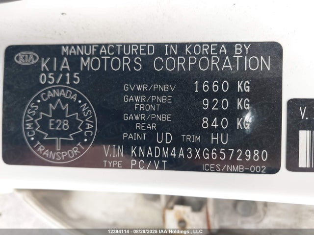 KIA gamma 2016 KNADM4A3XG6572980 Image 9