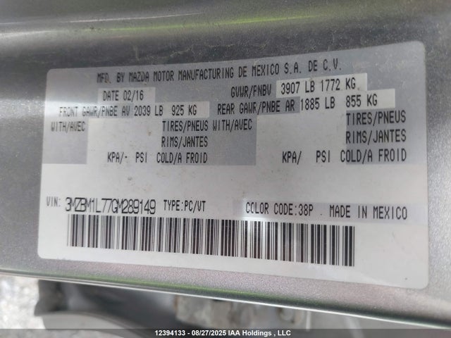 3MZBM1L77GM289149 Mazda pe