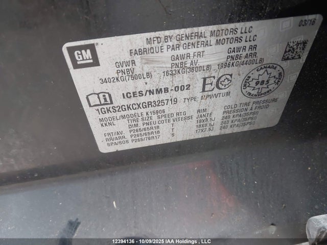1GKS2GKCXGR325719 GMC l83 - sidi, vvt, afm, e85 max, aluminum