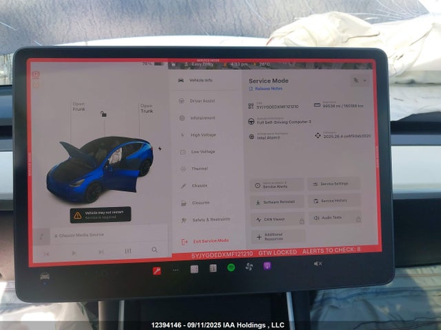 5YJYGDEDXMF121210 Tesla Model Y