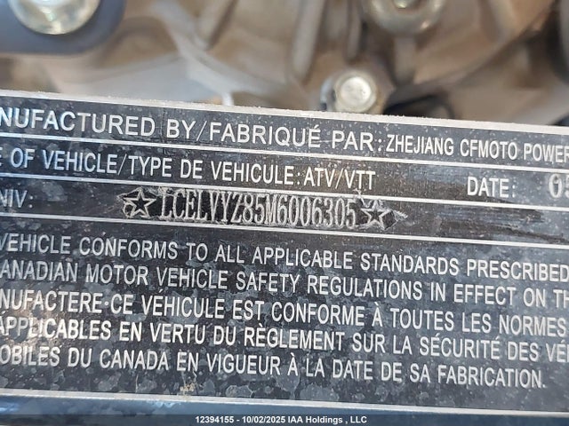 LCELVYZ85M6006305 Cfmoto Cforce 800 Xc Lx