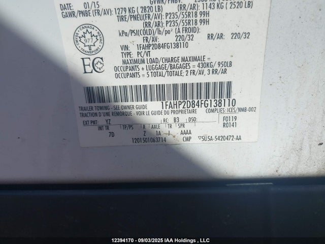 Ford Taurus 2015 1FAHP2D84FG138110 Image 9