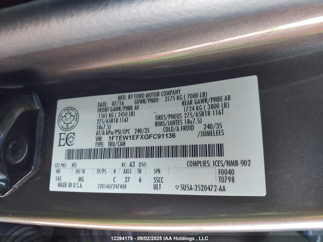 Ford 2016 2016 1FTEW1EFXGFC91136 Image 19