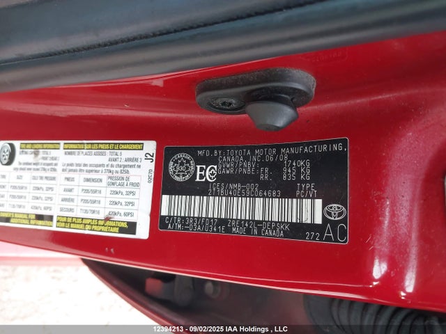 Aukcja sprzedaży 2009 Toyota Corolla S/le/xle, vin: 2T1BU40E59C064683, numer aukcji: 12394213