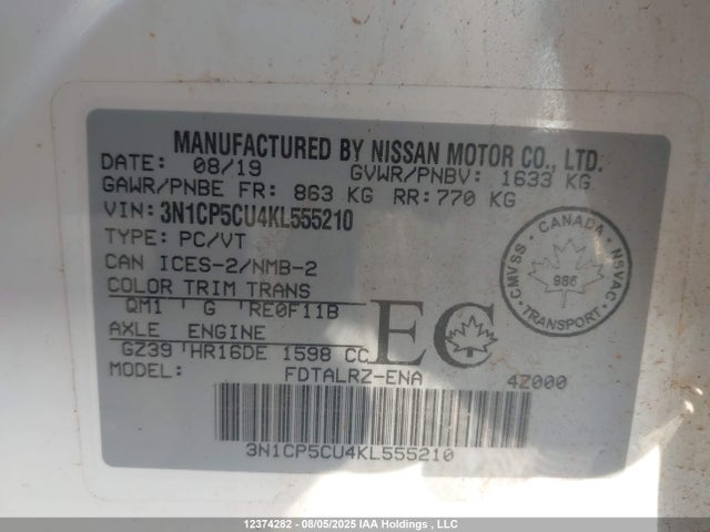 Nissan Kicks 2019 3N1CP5CU4KL555210 Image 9