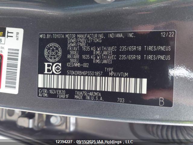 5TDKDRBH6PS501857 Toyota t24a-fts