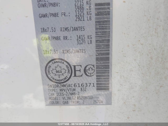 5N1DR2MM5KC616371 Nissan 2019