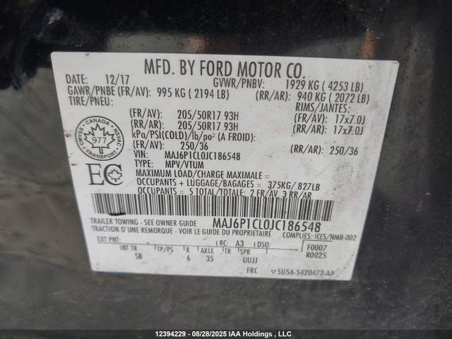MAJ6P1CL0JC186548 Ford Ecosport