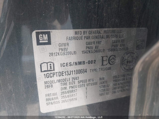 1GCPTDE13J1100684 Chevrolet lwn - di: direct injection, xlde