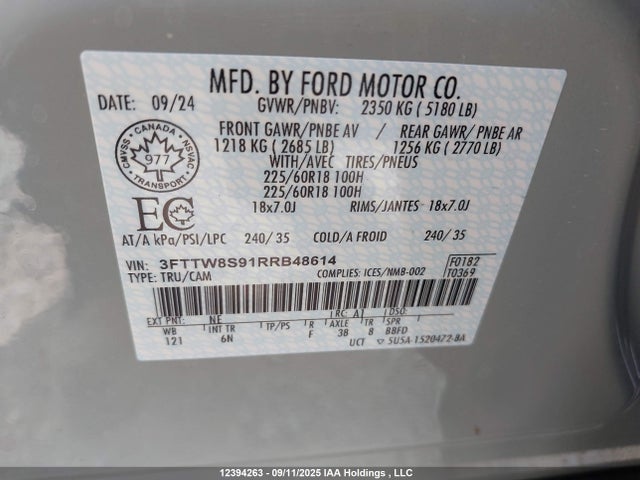 Ford ecoboost 2024 3FTTW8S91RRB48614 Image 9