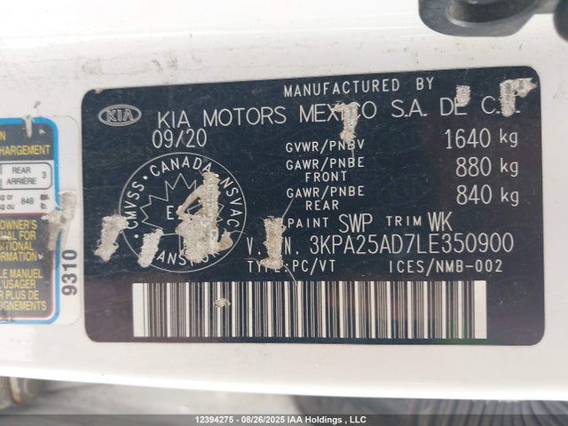 3KPA25AD7LE350900 KIA gammaii 1.6mpi+cvt