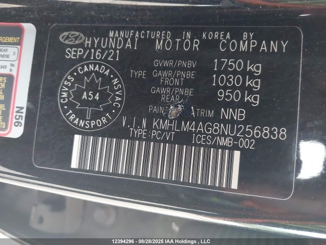 Hyundai mpi nu pe 2022 KMHLM4AG8NU256838 Image 9