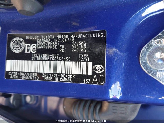 2T1BURHE7GC665155 Toyota 2zr-fe