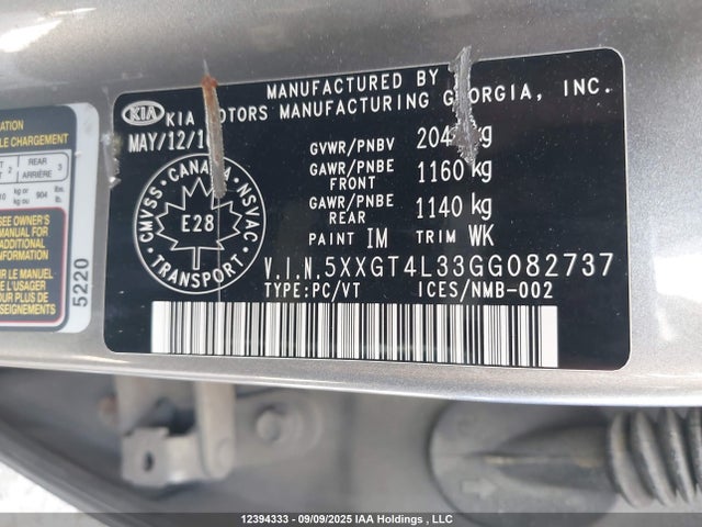 5XXGT4L33GG082737 KIA t-gdi theta ii