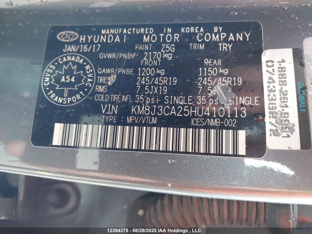 Hyundai t-gdi gamma 2017 KM8J3CA25HU410113 Image 19