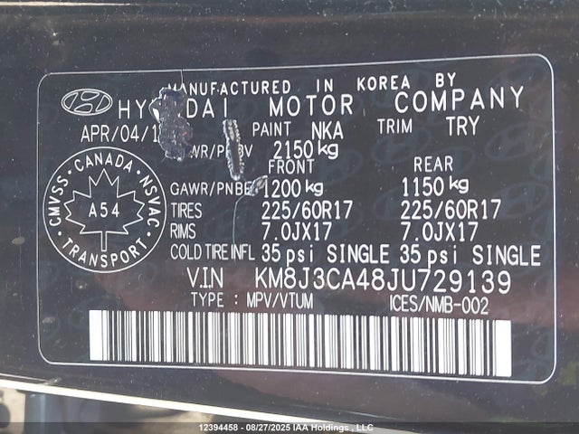 KM8J3CA48JU729139 Hyundai gdi nu