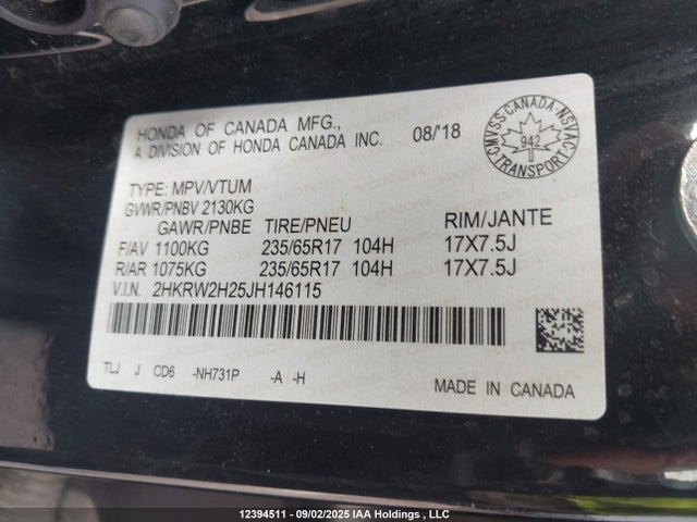 Honda k24w9/k24v9 2018 2HKRW2H25JH146115 Image 19