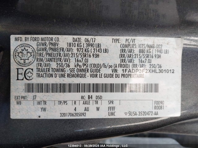 Ford 2.0l gdi 2017 1FADP3F2XHL301012 Image 9