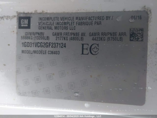 1GD31VCG2GF237124 GMC Sierra C3500