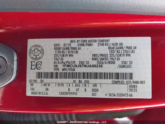 1FMCU9J97NUA99236 Ford gtdi 240ps