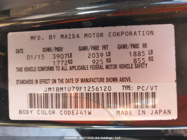 JM1BM1U79F1256120 Mazda pe