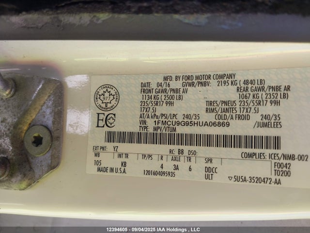 1FMCU9G95HUA06869 Ford Escape