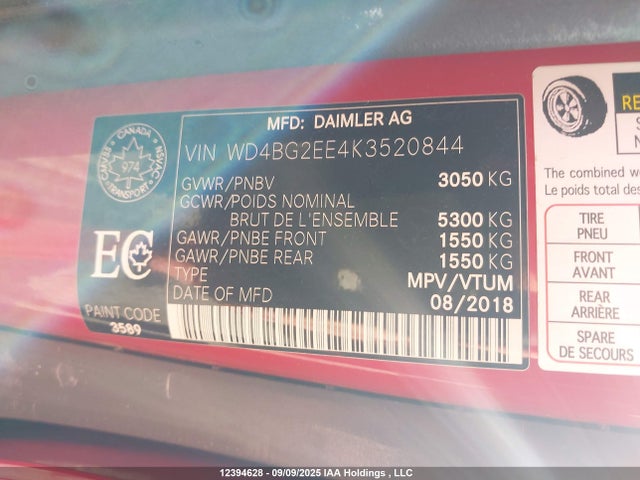 WD4BG2EE4K3520844 Mercedes-Benz m274