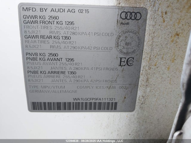 WA1LGCFP9FA111321 Audi 2.0t