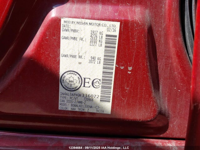 1N4AL3APXGN336072 Nissan Altima