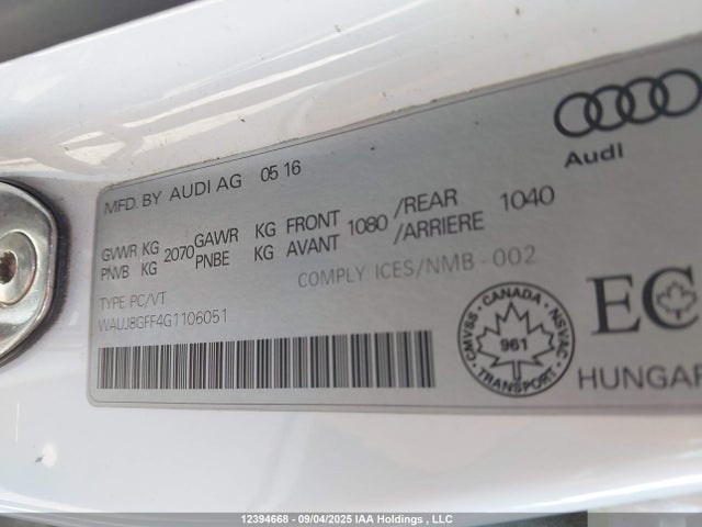 WAUJ8GFF4G1106051 Audi A3