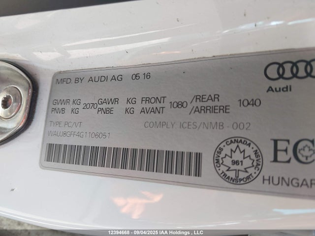 WAUJ8GFF4G1106051 Audi A3