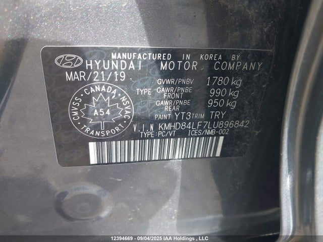 KMHD84LF7LU896842 Hyundai mpi nu