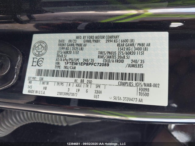 Ford 2.7l-4v 2023 1FTEW1EP8PFC72089 Image 9