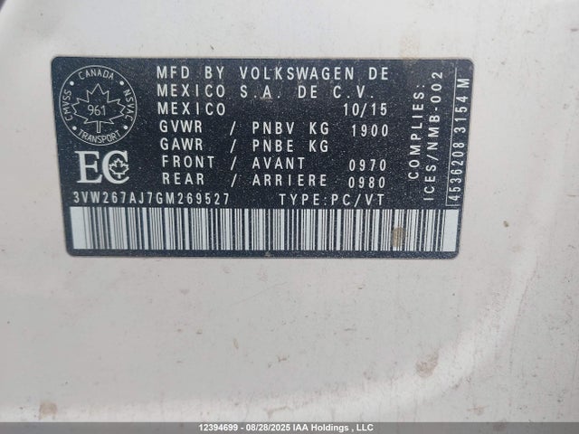 3VW267AJ7GM269527 Volkswagen 1.4t