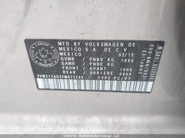 3VW217AU2FM073244 Volkswagen Golf