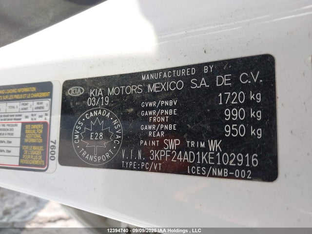 3KPF24AD1KE102916 KIA mpi nu