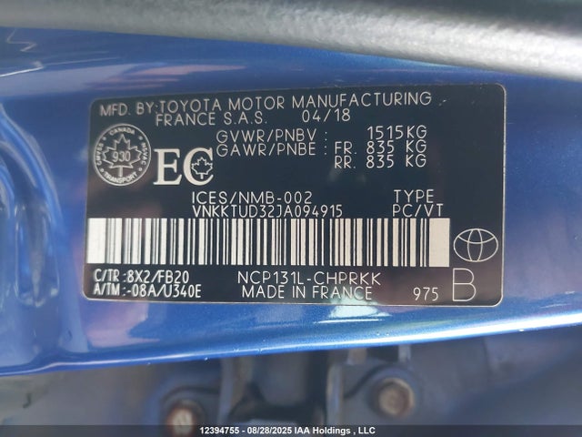 VNKKTUD32JA094915 Toyota 1nz-fe