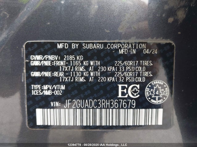 JF2GUADC3RH367679 Subaru na
